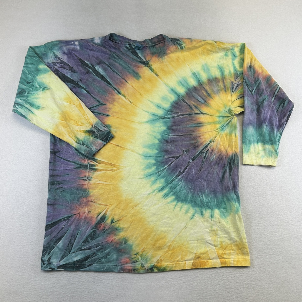 Vintage Fast Shirt Mens XL Multicolor Tie Dye Long Sleeve Hippie USA 90s